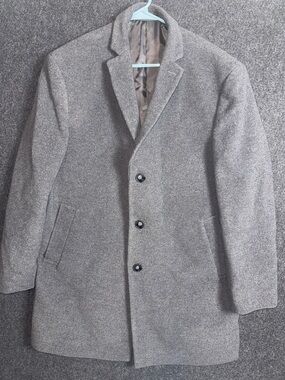 Calvin Klein Mens Wool Blend Overcoat Heather Grey 42R PROSO-7OUX023